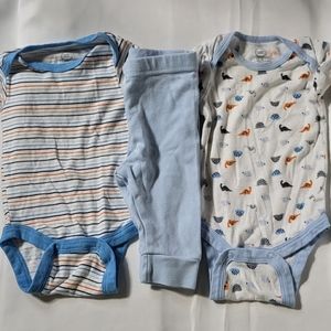 Wonder Nation X Garanimals Boys Blue 3pc Bundle- Bodysuit & Pants Size 0-3M